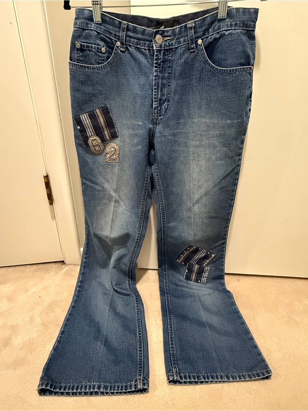 No Boundaries Blue Patch Flare Jeans